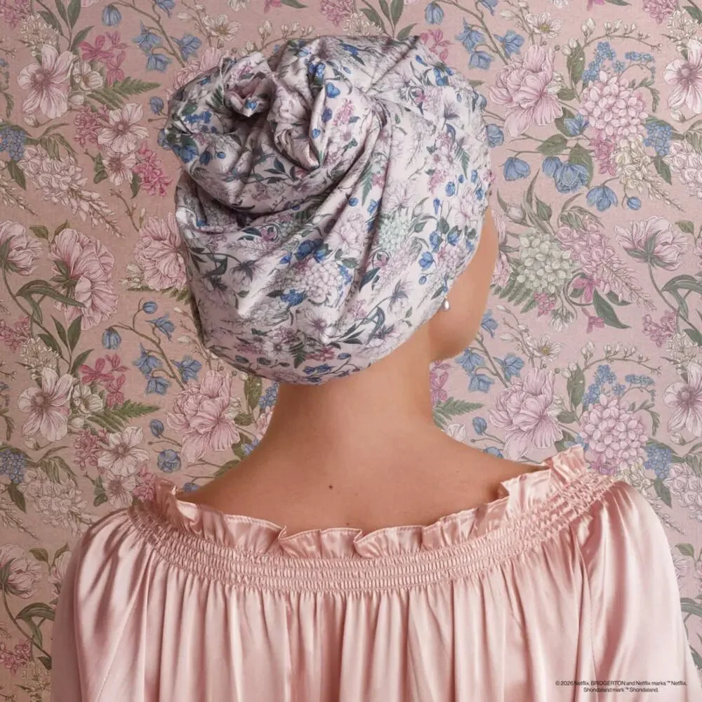 Bridgerton x Kitsch Satin-Lined Flexi Shower Cap NIB